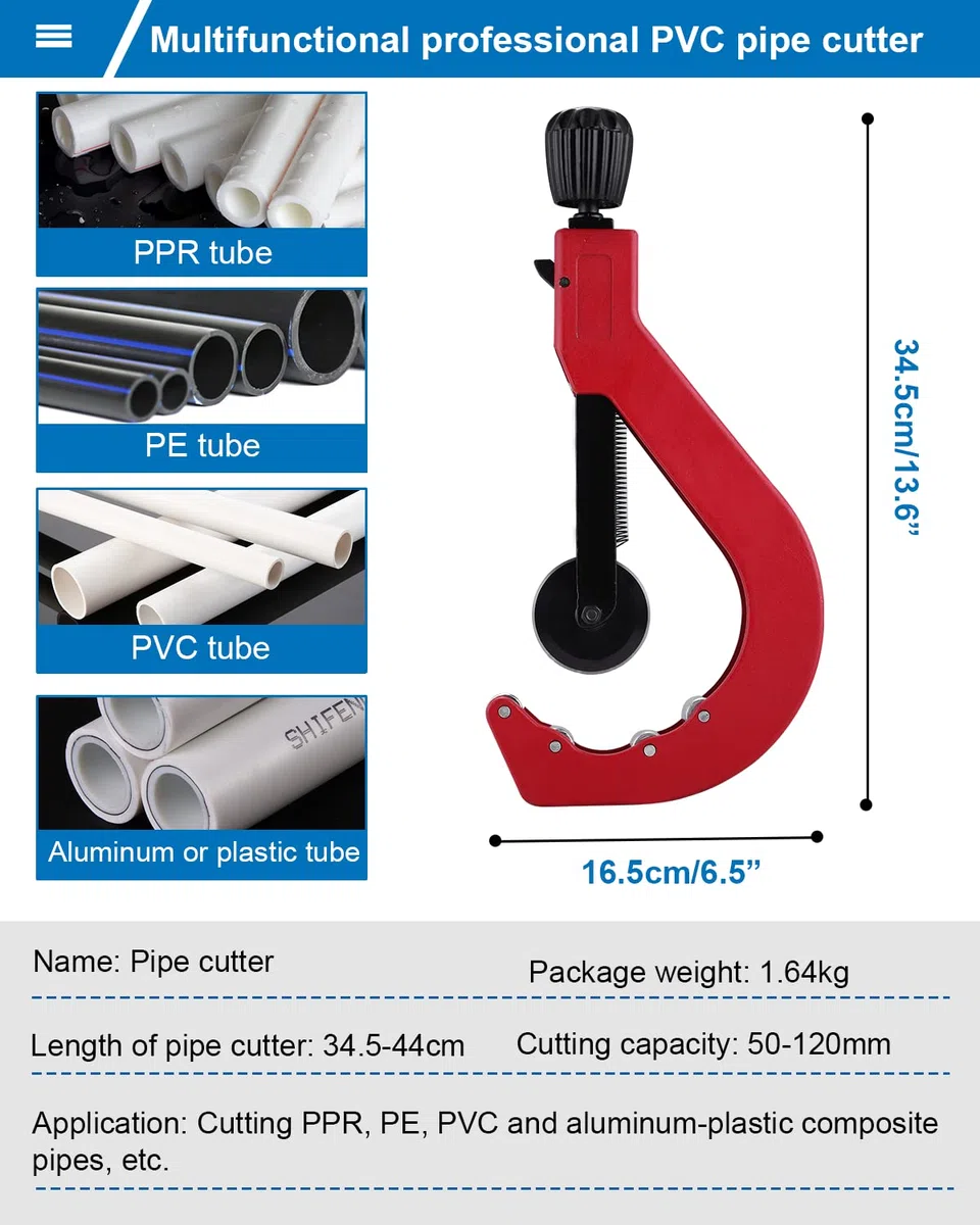 BAOSHISHAN Cortatubos de PVC 50mm-120mm diámetro de tubo 3-19mm espesor de pared de corte para PE/PVC/PPR tubo de plástico duro