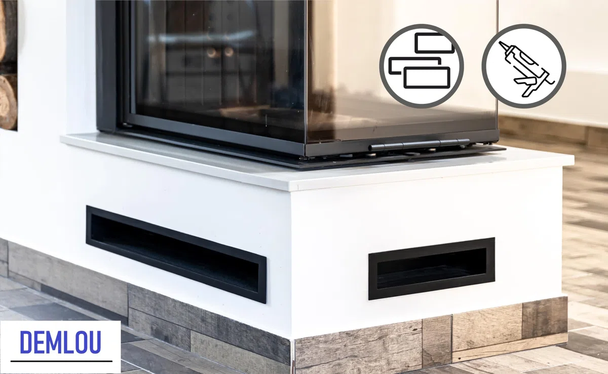Rejilla de Ventilación Lineal 40 x 9 cm Negra RAL 9005 – Rejilla de Aire de Acero con Recubrimiento en Polvo para Chimenea Estufa y Pared, Rejilla Rectangular para Aire Caliente. | Formato lineal compacto - difusión de aire caliente - chimenea inserto est