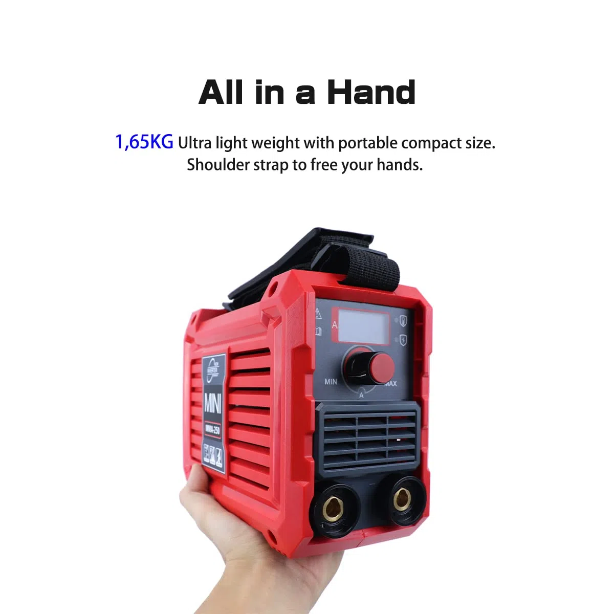 Mini Soldador Inverter,250A MMA Maquina de Soldar Electrodo con Solo 1,65KG de Peso Ultraligero,Tecnología IGBT,220 x 105 x 160 mm Portátil,Roja
