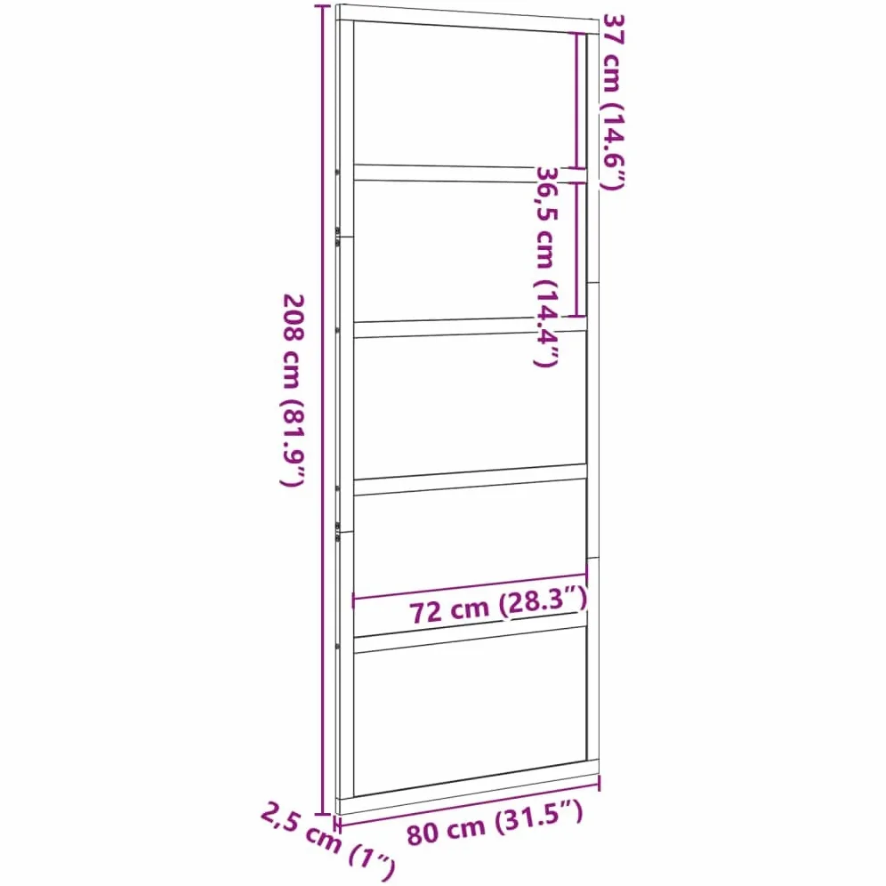 vidaXL Puerta de Granero Corredera en Madera Maciza de Pino 80x208 cm para Baño y Hogar