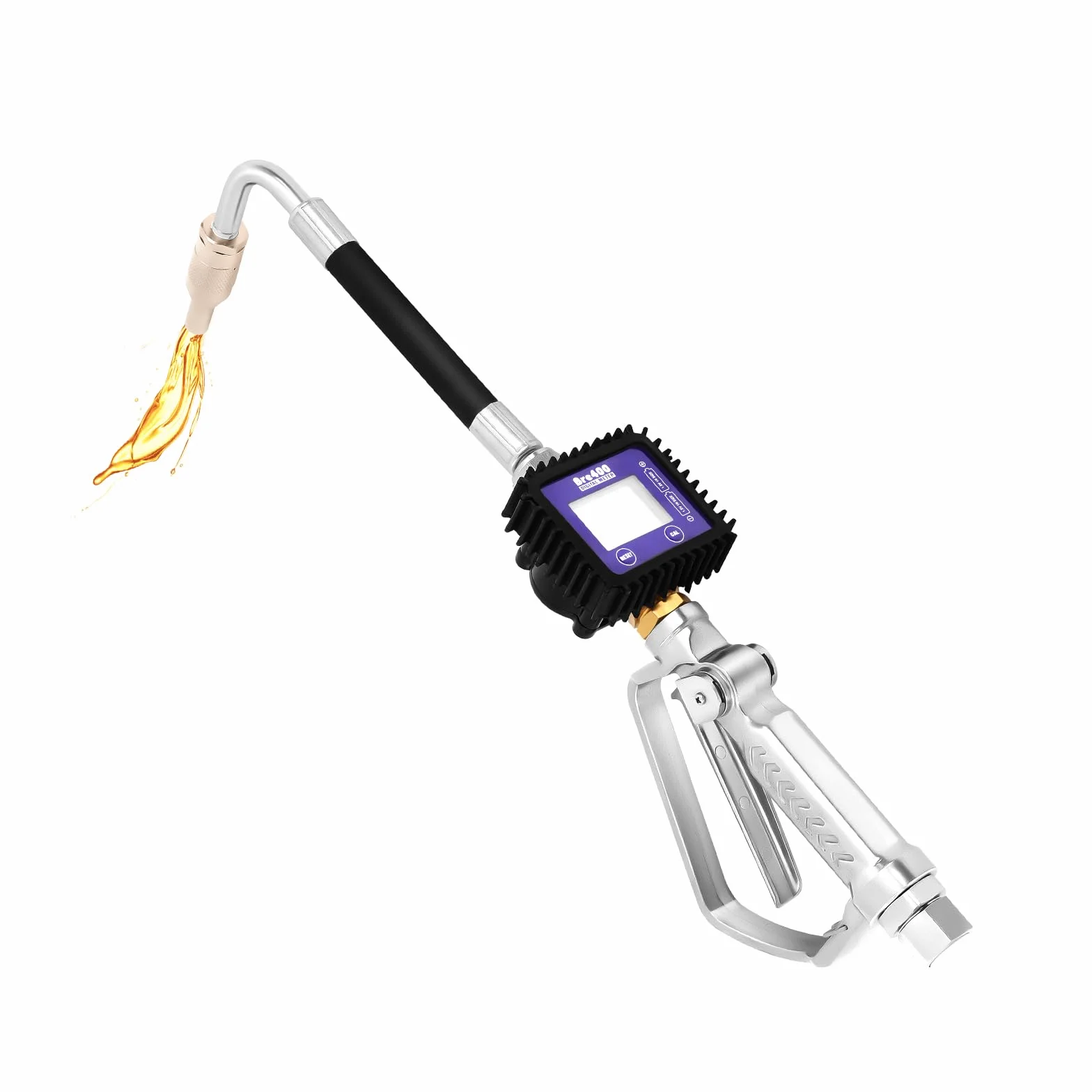 Pistola de medición electrónica de aceite con tubo rígido, pantalla LCD de 5 dígitos y 4 unidades (L, GAL, PT, QT), pistola de reabastecimiento de combustible con batería e indicador de volumen