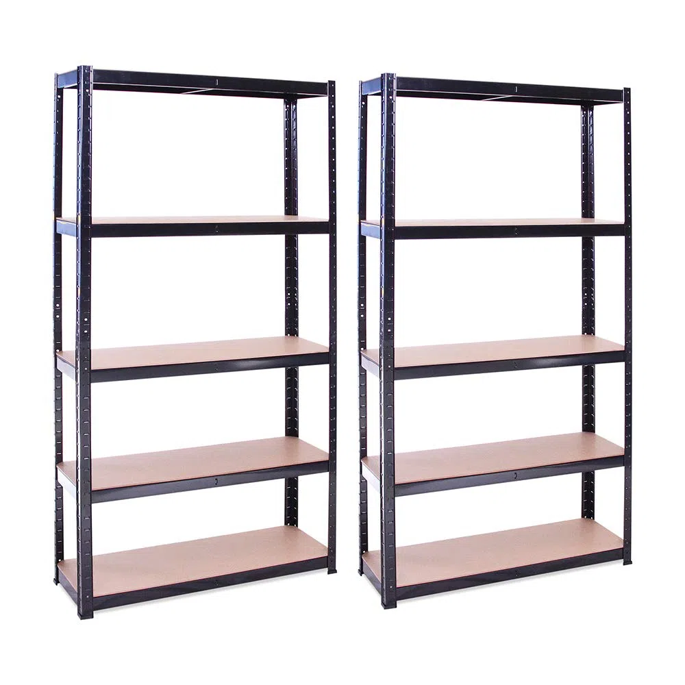 Estante de Almacenamiento para Garaje: 180 cm x 90 cm x 30 cm | Dos unidades, Negro - 5 Estantes | 175 kg de carga cada balda (Capacidad para 875 kg) | Estantería para Garaje - 5 Años de Garantía