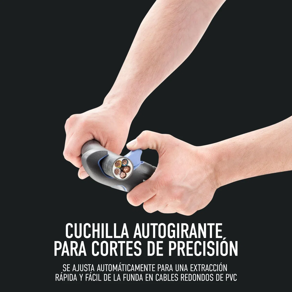 FACOM Herramienta para Desnudar Cables Multifunciones con Gatillo, Cutter de Seguridad, Cuerpo de Zamac, Hoja Auto-Pivotante, Enganche, 872271