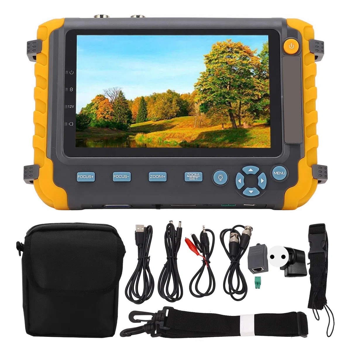 Probador de CCTV, Probador de Cámara IP de 8MP de 5 Pulgadas, Probador de Monitor de Video Analógico Coaxial AHD TVI CVI con Prueba de Cable UTP, Control PTZ, Entrada VGA HDMI (Enchufe de la UE)