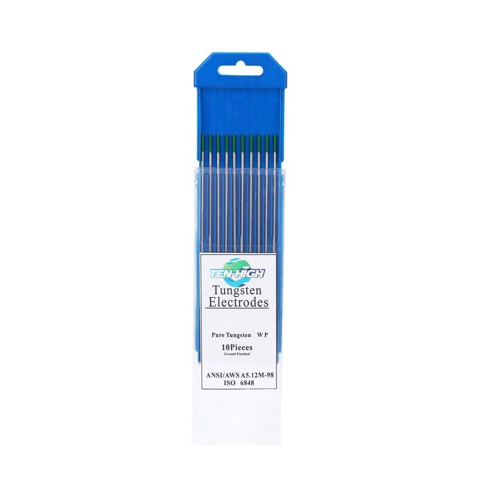 TEN-HIGH tig Electrodos de tungsteno Electrodos de soldadura, Tungsteno puro verde, Para soldadura AC, 2.4 mm x 150 mm