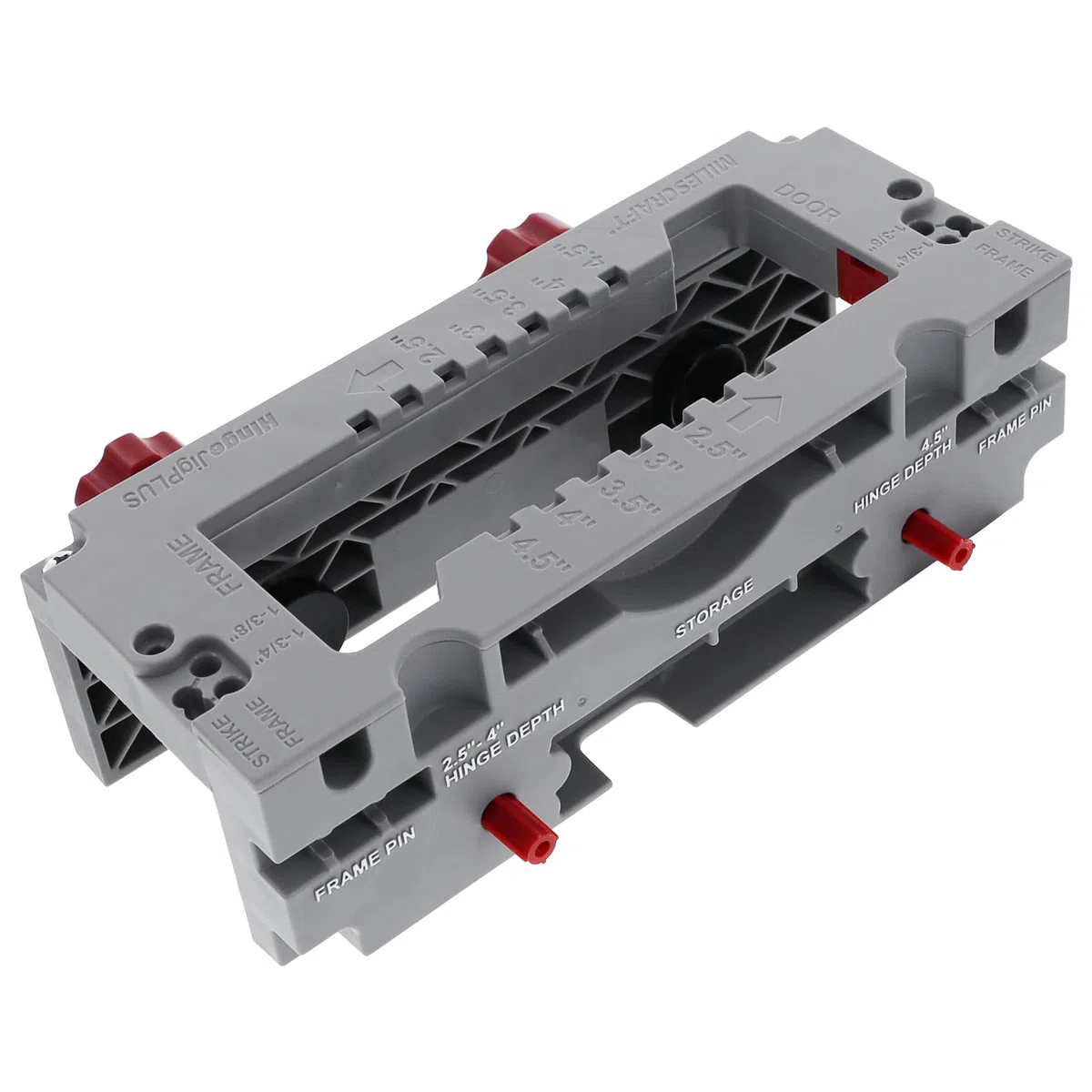 Milescraft 1229 Hinge Jig Plus - Doble sujeción de bisagra de puerta Jig Mortaja de bisagra de puerta Kit completo de instalación de bisagras Rout Mortajas de 6.3 cm a 11.4 cm. Placas de cierre y