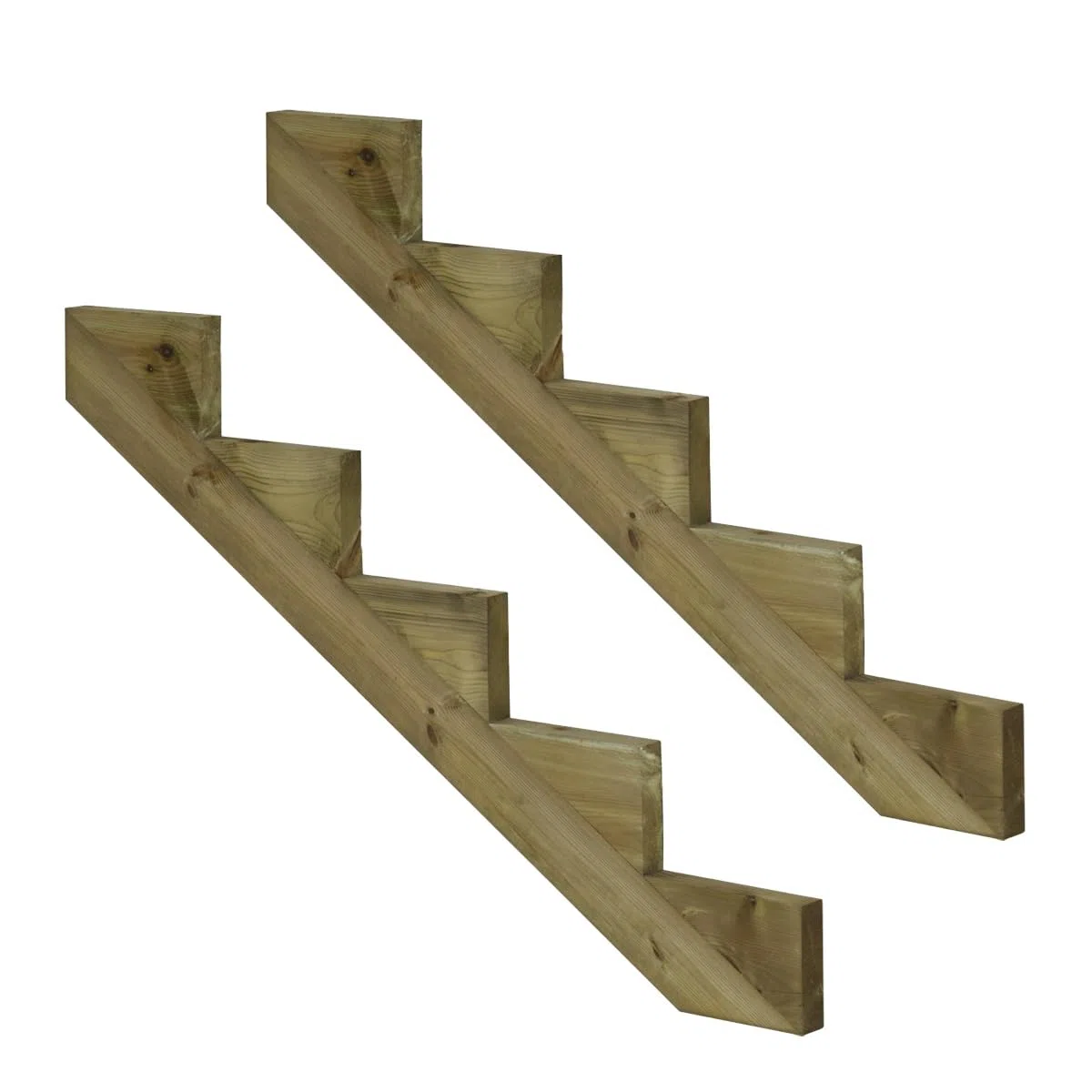 Juego de 2 zancas de 5 peldaños de madera KDI para escaleras de jardín, altura 85 cm - profundidad 125 cm