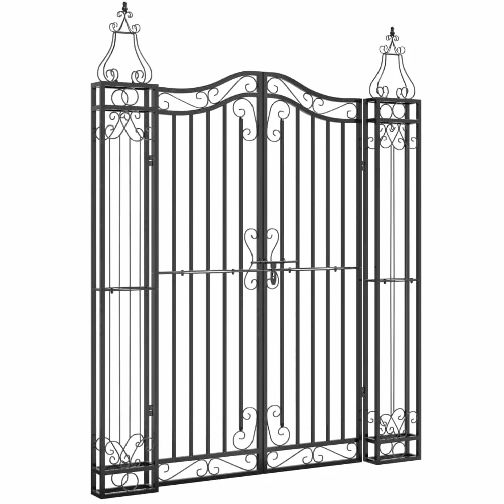 vidaXL Puerta de jardín de Hierro Forjado Negro 121x8x150 cm, Puerta de Hierro Forjado, Puerta de Valla, Puerta metálica, Puerta metálica jardín