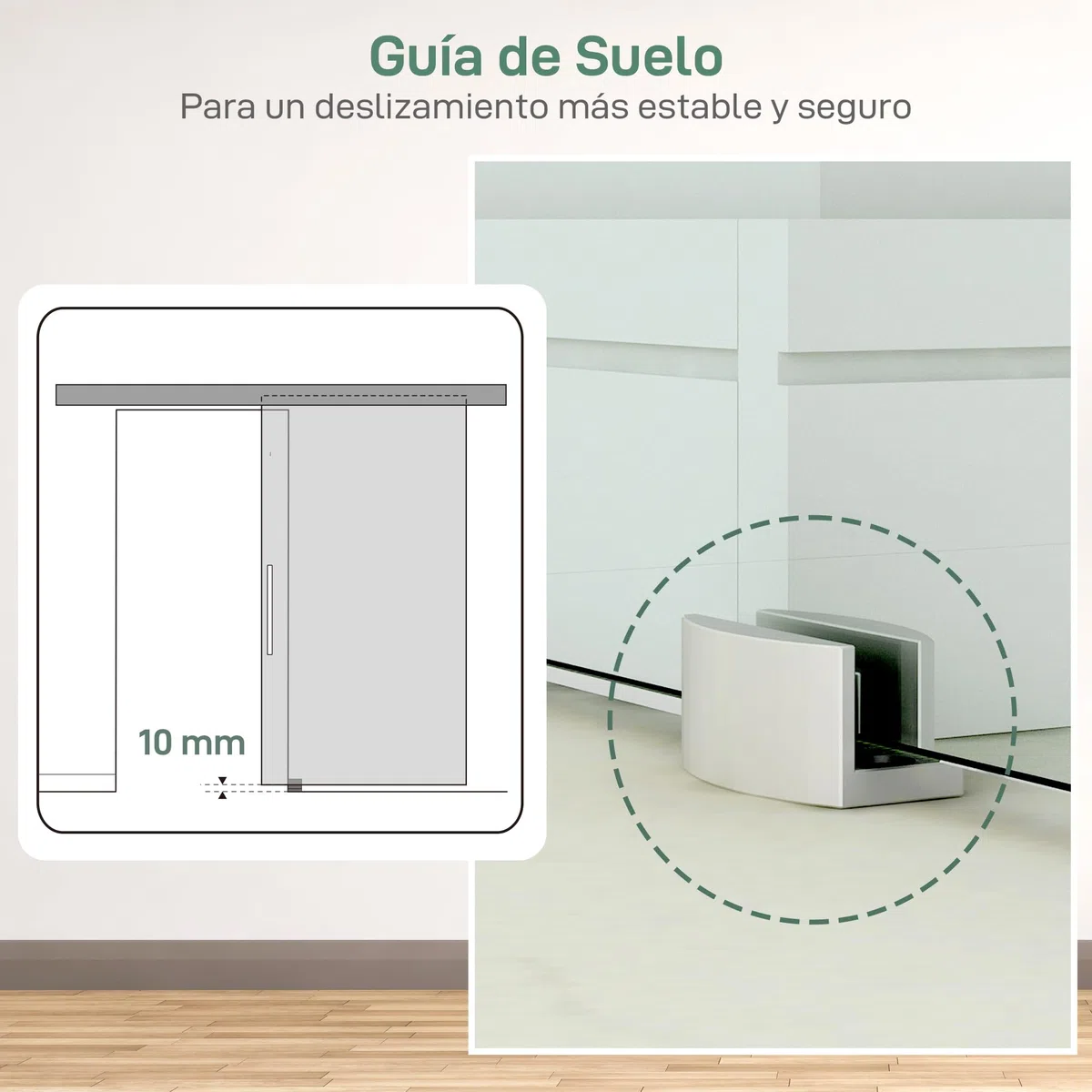 HOMCOM Puerta Corredera 77,5x205 cm Puerta Corrediza de Cristal con Riel Silenciosa para Sala de Estar Comedor Translúcido