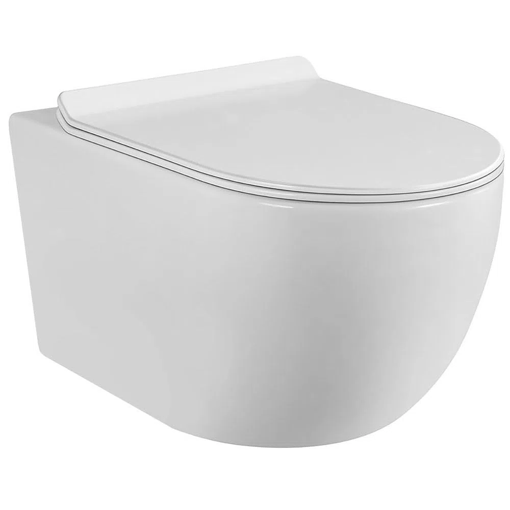 Inodoro suspendido - Cerámica - Sin bridas -Blanco - Soft-close - Tapa extra fina - Diseño elegante y moderno