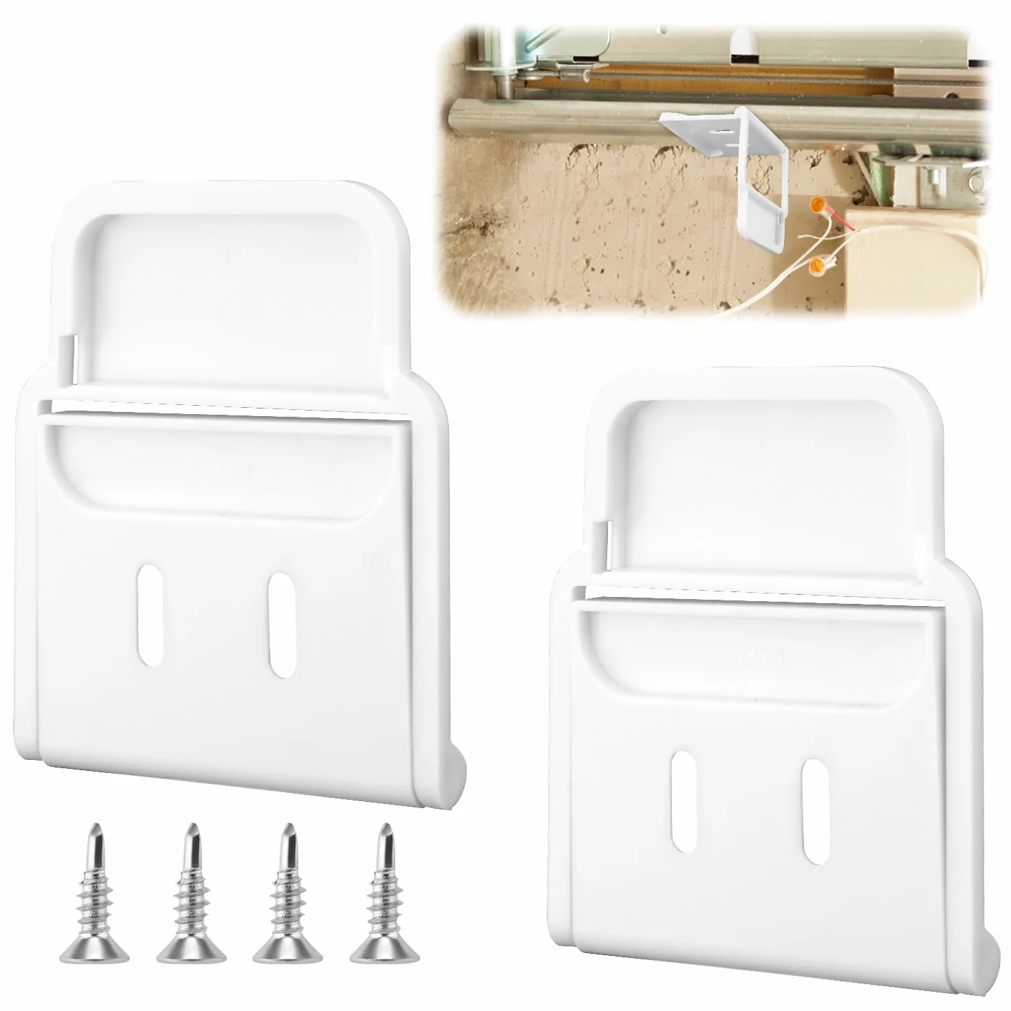 Tinoaly 2uds Soportes Sensor de Puerta Garaje para Ring Sensores Contacto de Alarma, Soporte Montaje Duradero para Puerta Garaje Accesorios Seguridad con Tornillos Fácil Instalación