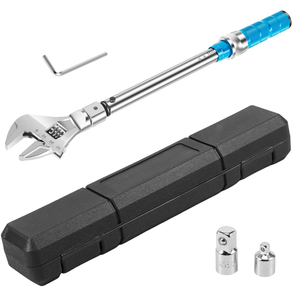 Llave dinamométrica de 5 – 60 Nm con herramienta de inserción, incluye cabezal de llave combinada de 30 mm y adaptador | ± 4% de precisión para aire acondicionado y tuberías | acero