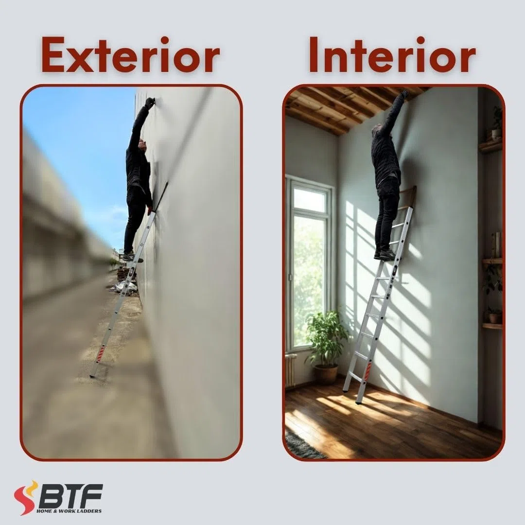 BTF Escalera de Apoyo en Aluminio - Escalera Simple 9 Peldaños, 2,5m, 1 Tramo, Ligera y Resistente, Certificada Carga Máx. 150 kg, Ideal para Obra y Hogar, Norma EN131.