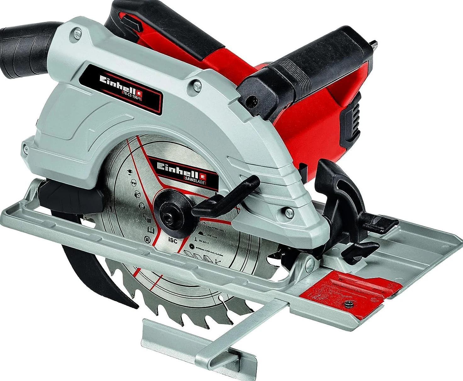 Einhell Sierra circular manual TE-CS 190/1 (1500 W, 5.500 min-1, ajuste sin herramientas, gran estribo de agarre, mesa de sierra de aluminio, bloqueo de husillo, incl. hoja de metal duro)