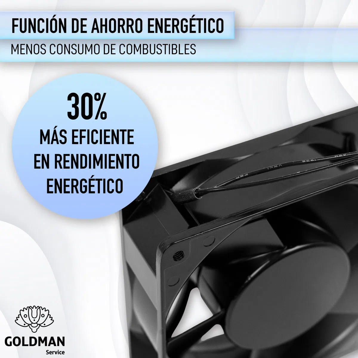 GOLDMAN SERVICE | Ventilador Axial de Alta Temperatura con Rejilla y Filtro para Casette de Chimeneas Insertables | Silencioso con Potentes Aspas Metálicas | Medidas: 120x120x38 mm (23W)