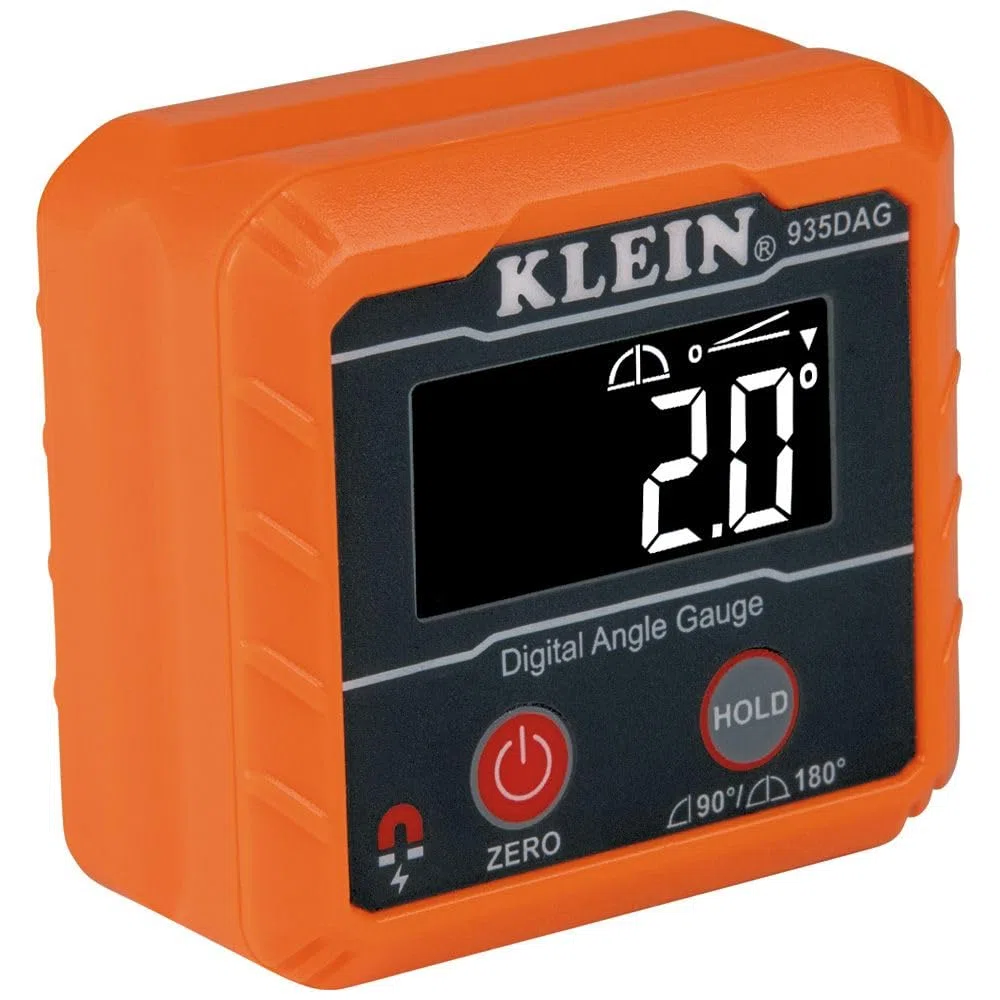 Klein Tools 935DAG - Medidor electrónico digital de nivel y ángulo, mide 0–90 y 0–180 grados, mide y establece ángulos
