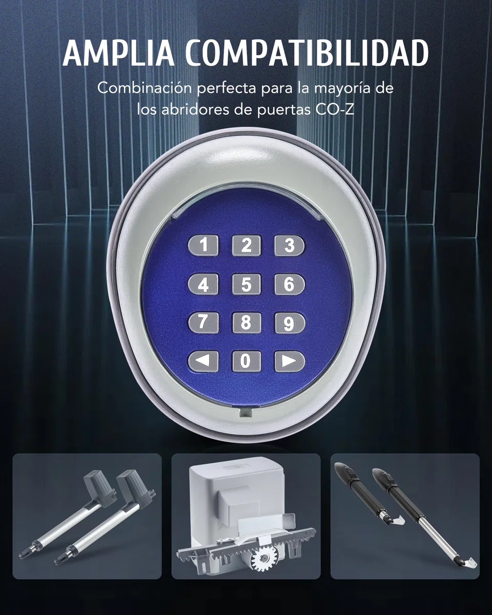 CO-Z Teclado Inalámbrico para Motores Puertas de Marca CO-Z, Sistema de Seguridad para el Hogar con Alcance de 200 m, Transmisor Inteligente sin Cables para Uso Interior y Exterior
