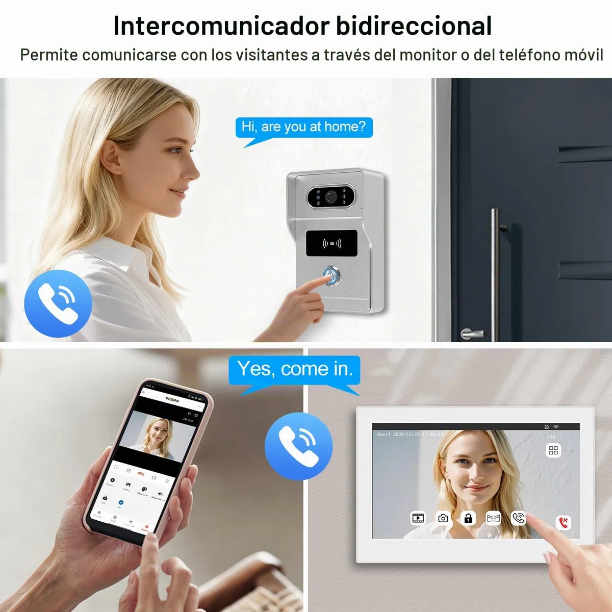 Videoportero WiFi Tuya 2 Hilos 7" RFID Visión Nocturna