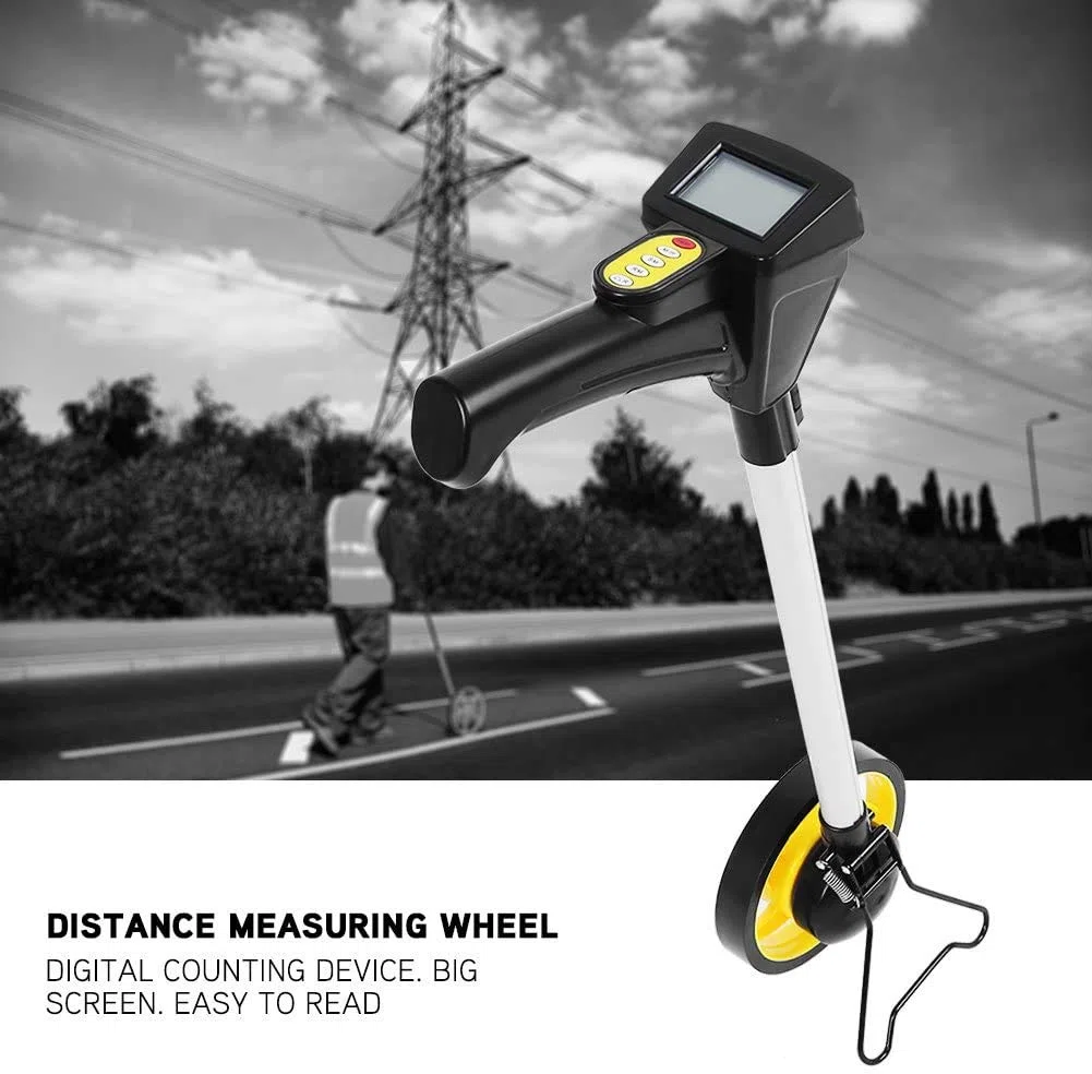 Odómetro de Rueda para medición de Distancia para distancias de 0 a 9,999 metros, mango plegable, rueda de carrera gruesa y antideslizante, 50 cm, para topografía