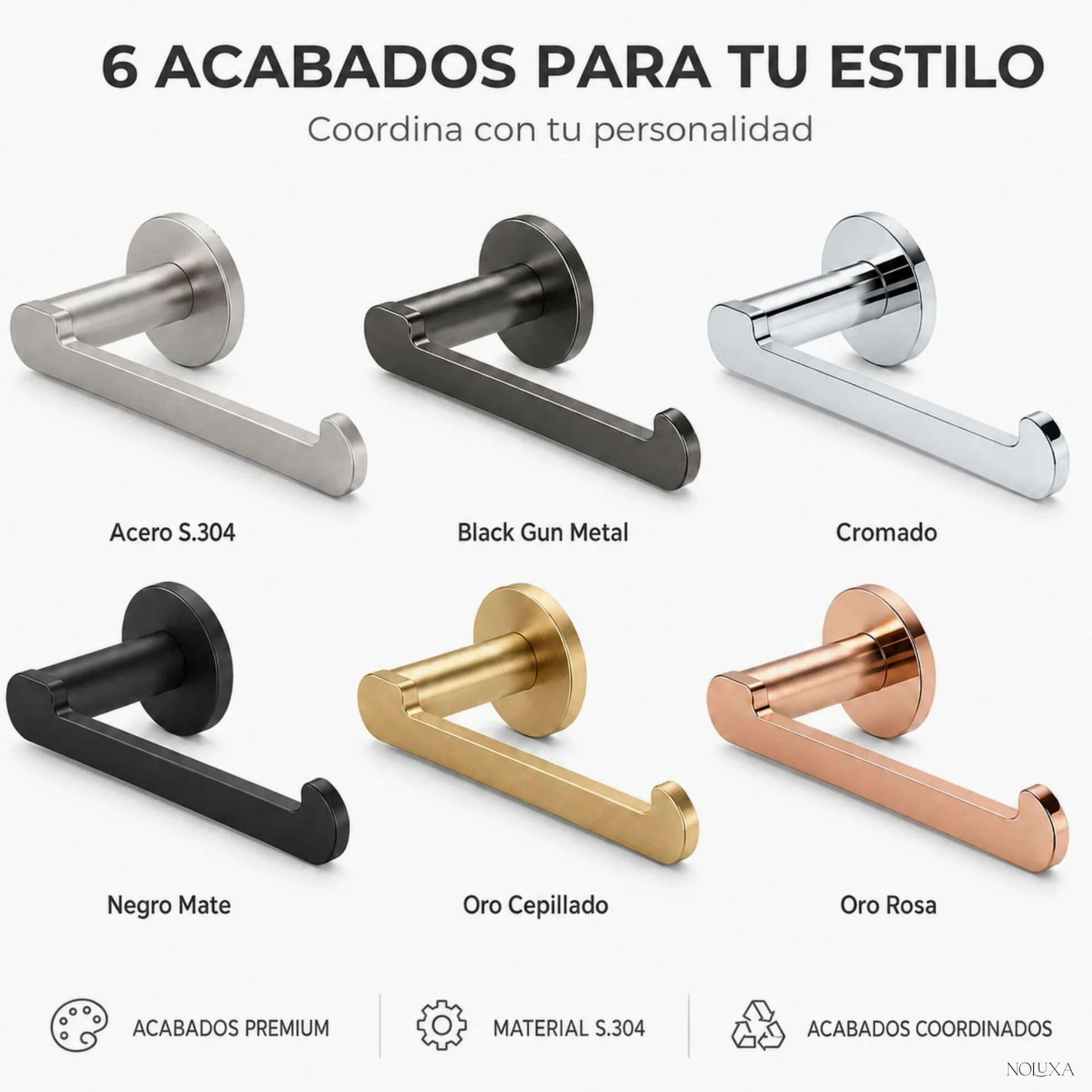 IMEX - Portarrollos Adhesivo Papel Higienico Negro | Portarrollos Baño sin Taladro en Acero Inoxidable S.304 | Resistente a la Humedad y Corrosión | Doble Sistema de Fijación (Atornillado o Pegado)